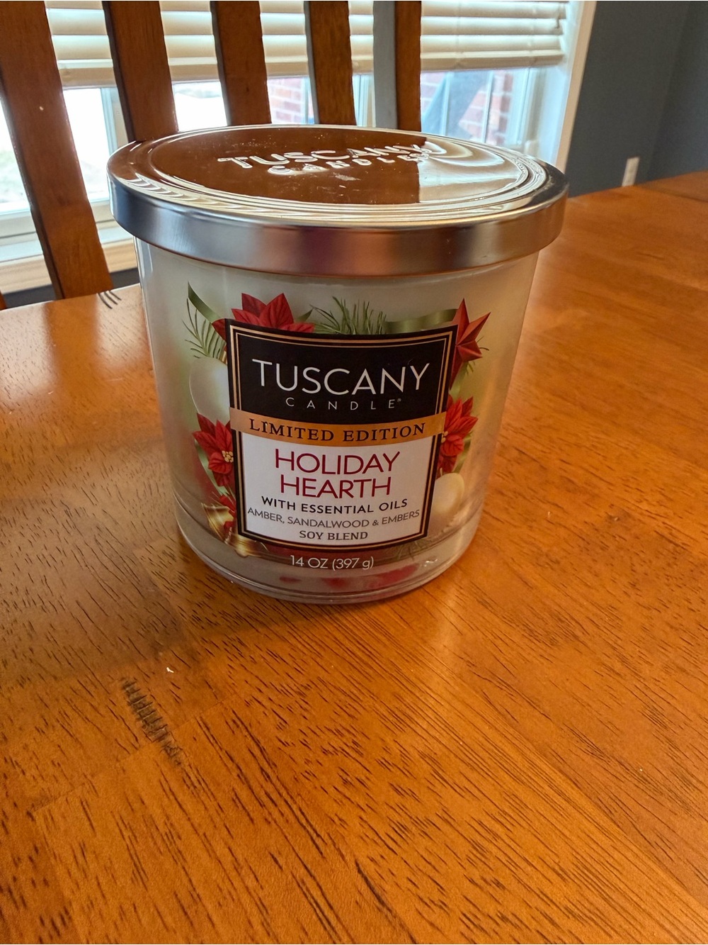 Tuscany Candle Limited Edition Holiday Hearth Glass 3 wick 14 oz Candle